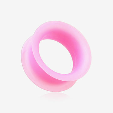 A Pair of Ultra Thin Flexible Silicone Ear Skin Double Flared Tunnel Plug-Pink